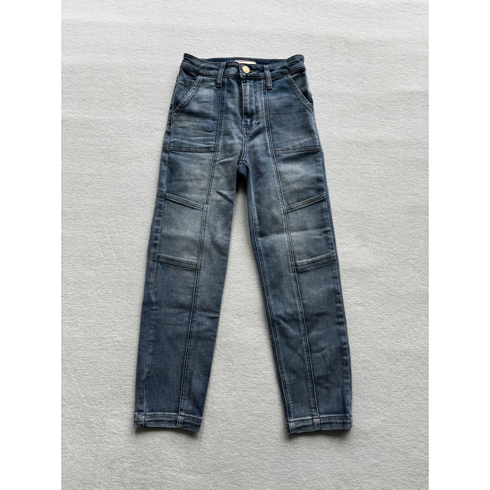 Kut from the Kloth Reese Straight Leg Jeans Women 00 Blue Crop Utility Seam - Picture 1 of 10